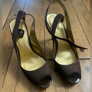 Guess Satin Brown Heels size 7.5